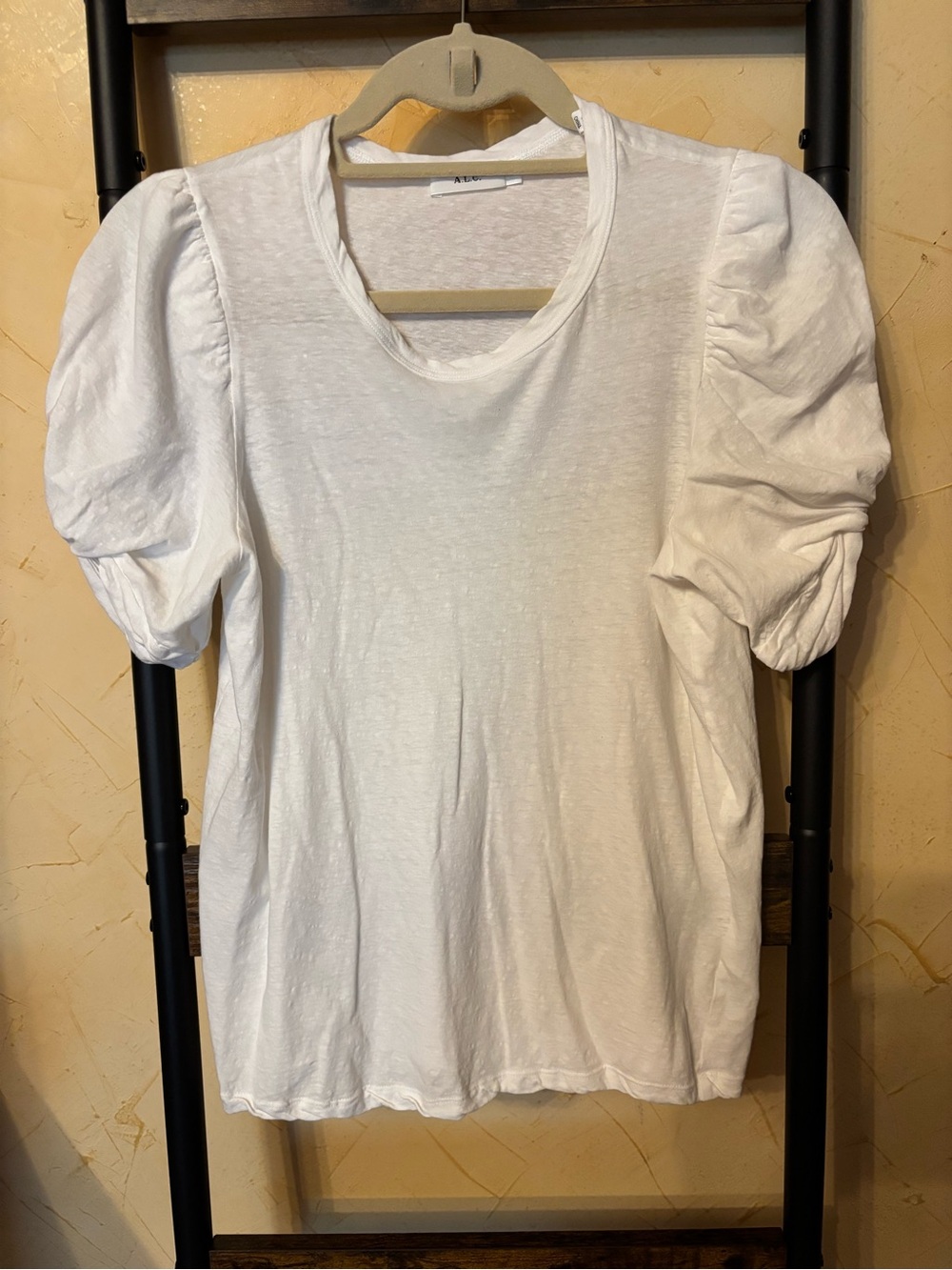 A.L.C. Size S Women's White Puff Sleeve Tee
